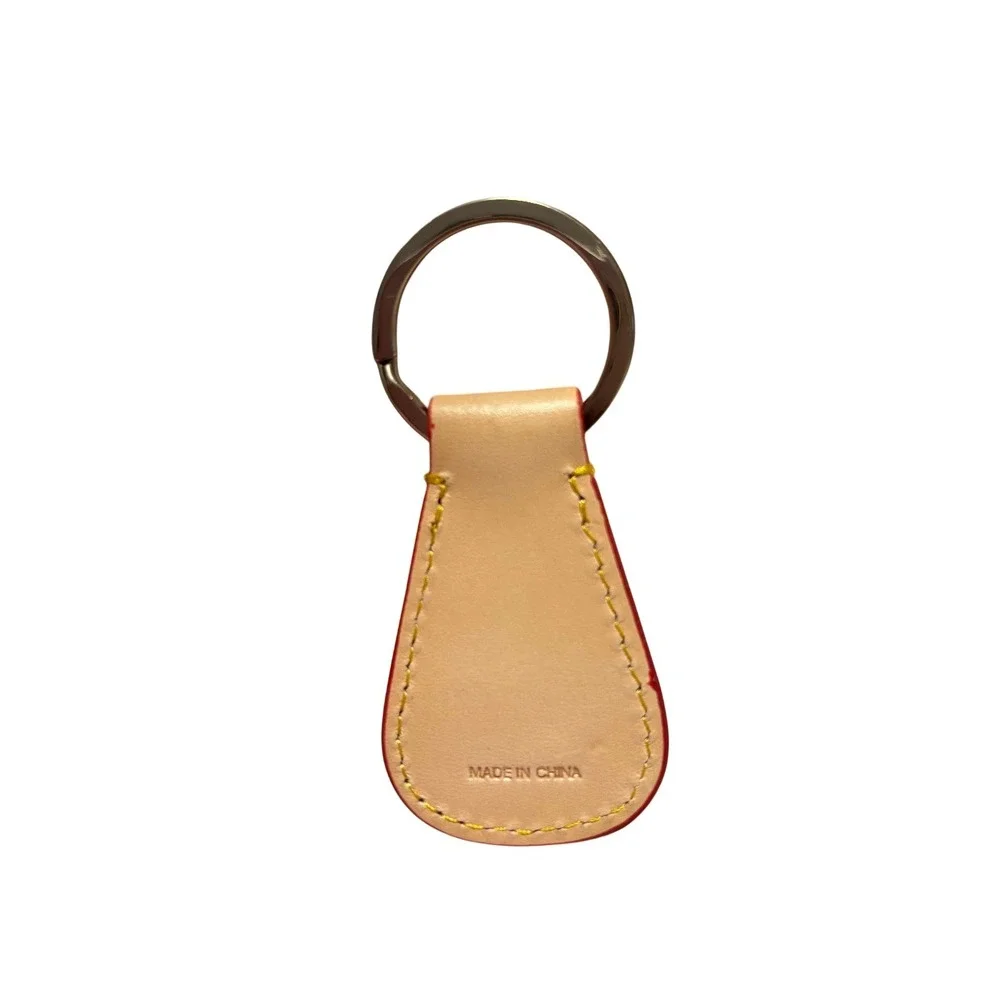 DB Dooney & Bourke Vtg Keychain Fob Red Trim Yellow‎ Stitching Embossed Logo